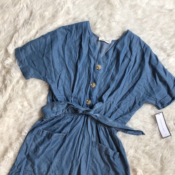 Goodnight Macaroon NWT Patsy Chambray Romper 💙 - Picture 2 of 8